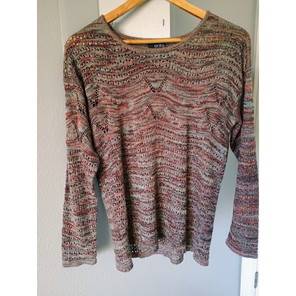 Erika Earthy Brown Knit semisheer lightweight indie Boho  OpenWeave forest fairy